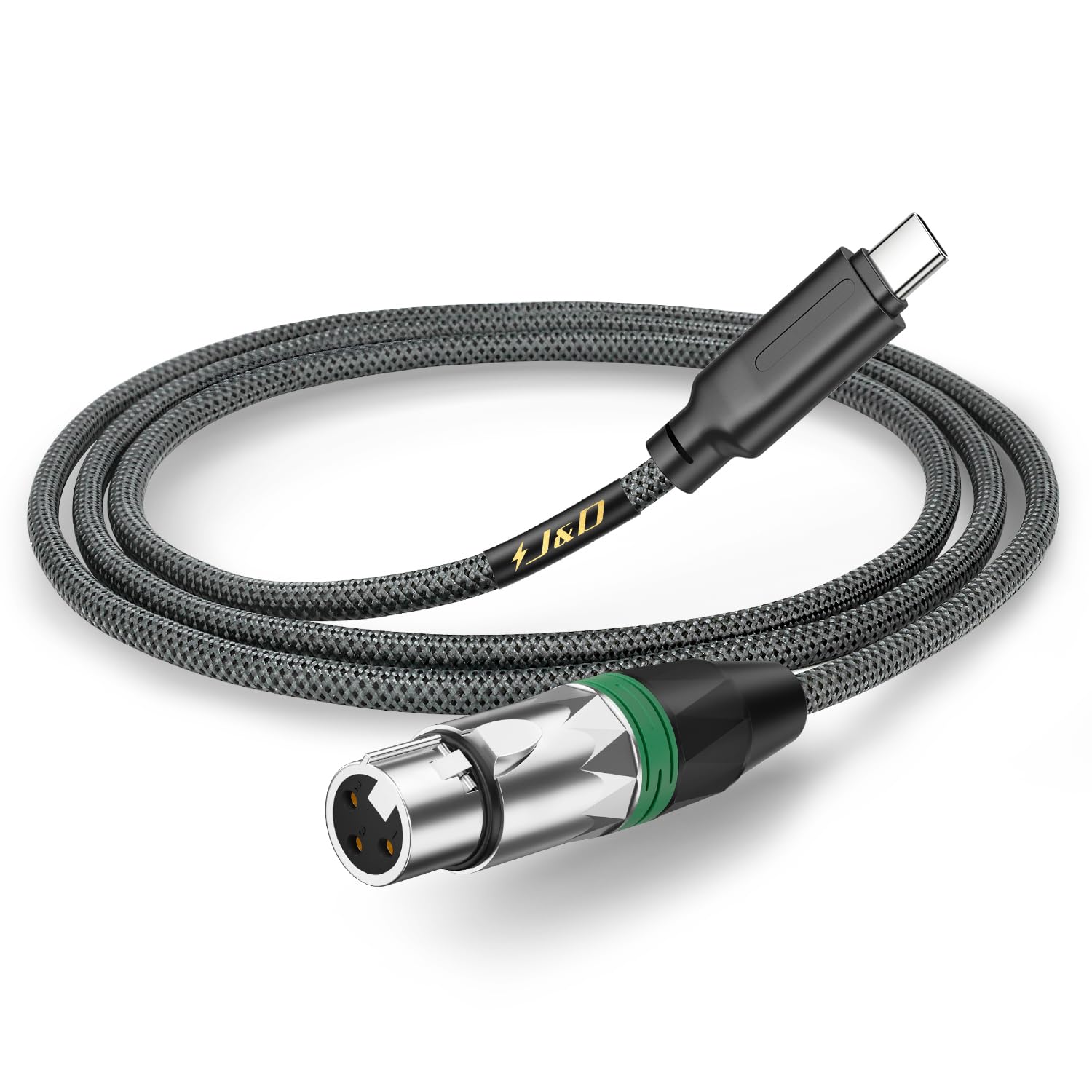 J&D USB Type C Naar XLR Mannelijk Audio Uitgang Kabel, 2 Meter Gevlochten Voor Versterker Luidspreker Mixer Console Compatibel Met Iphone 15 16 En Galaxy S24 Series 1570554896